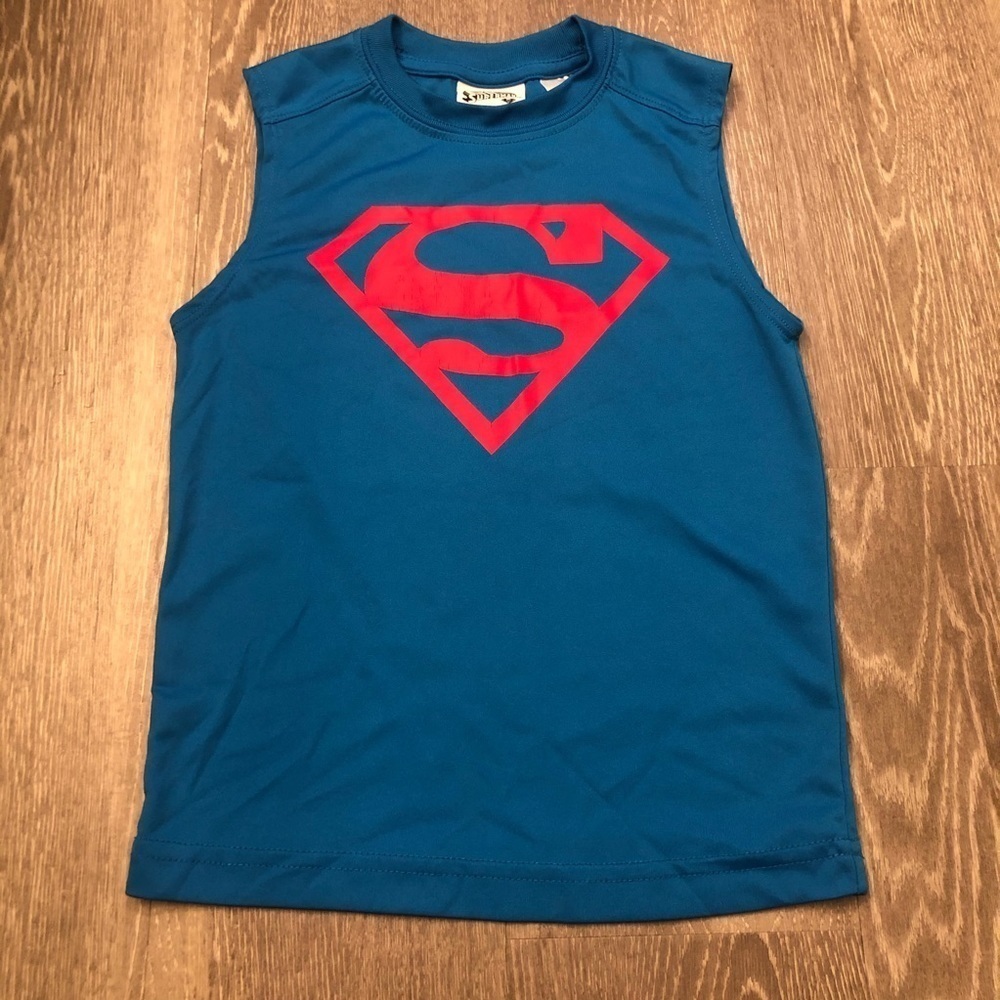 Superman Emblem‎ Sleeveless Muscle Top-Boys XS 4/5